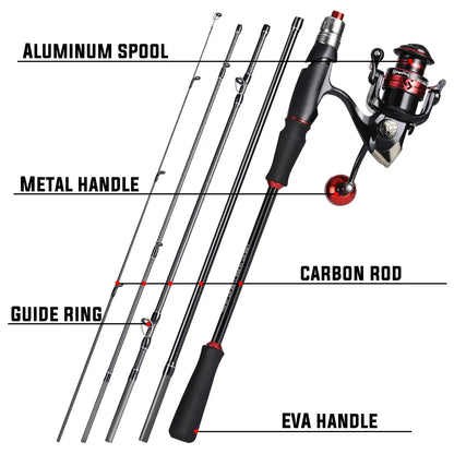 Sougayilang Fishing Rod Reel Line Lure Combo 1.8/2.1m Carbon Fiber Spinning Rod and Spinning Reel for Bass Pike Trout Pesca