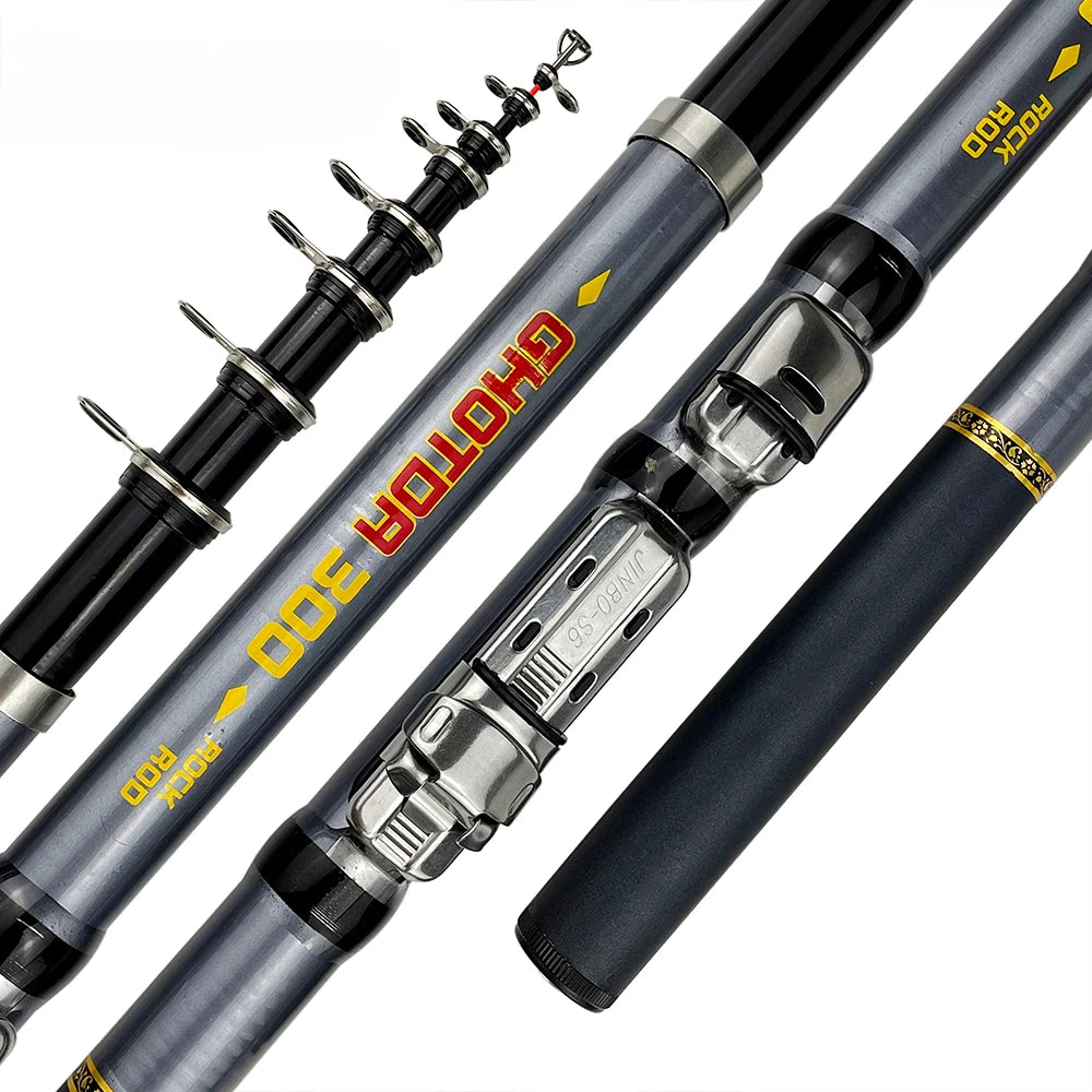 1.5-3.0m Outdoor Rock Fishing Rod Carbon Fiber Telescopic Retractable Spinning Rods Short PoleHand Fishing Tackle Sea Rod Pesca
