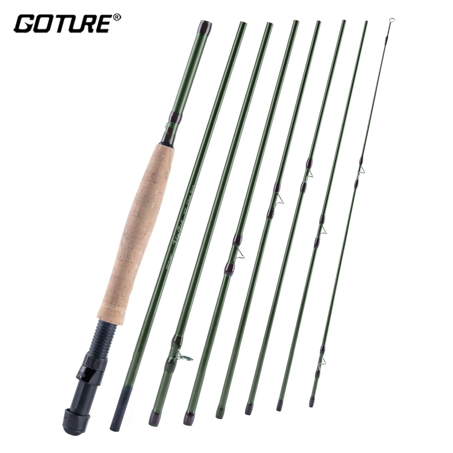 Goture #5/6 Travel Fly Fishing Rod 2.7M Multinodal Medium Fast Action Fly Rod Cork＆carbon Handle Ultralight Fishing Tackle
