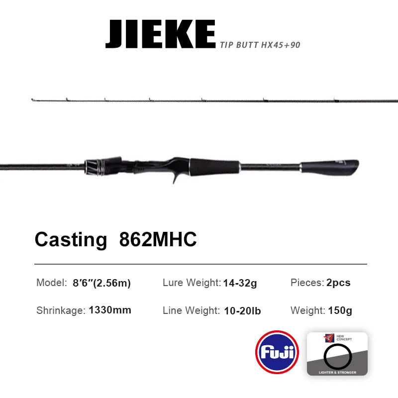 PURELURE JIEKE 9FT Spinning Casting Rod High Carbon Universal Long Throwing Fishing Rod in FUJI Accessories Fast