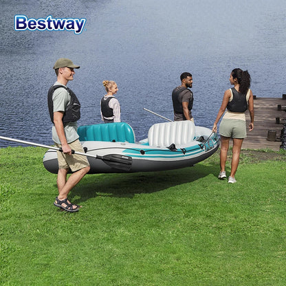 Bestway 65159/65158 4-5 Person Inflatable Kayak - Durable PVC Material, Large Adventure Boat, Kit Format