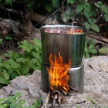 TOMSHOO Canteen Cup Stand Stainless Steel Wood Burning Stove for Outdoor Camping Hiking Picnic BBQ Canteen Cup Holder