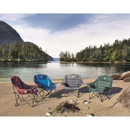 Heavy-Duty XL Padded Camp Chair, Portable, Holds 400 lbs, Green, with Cup Holder for Outdoor & Beach Use