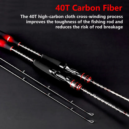 40T Carbon Fiber Lure Fishing Rod With 2 Tips,ML M Spinning / Casting Rod,Carp Bass Trout Boat Fishing Rod Equipment Accessories