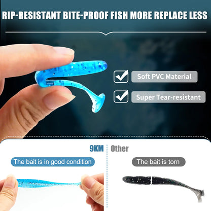 9KM Fishing Lure Kit Paddle Tail Swimbaits Soft Lure with Round Jig Head Hook 35pcs for Trout Bass Freshwater Fishing