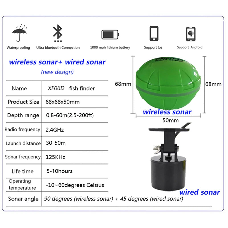 2026 New Design Brand New Smart Phone Fish Finder Sonar Android & IosFish Finder Bluetooth Intelligent Fish Visual Fishing