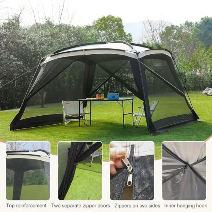 Screen House Room 11x11 Ft Mesh Net Tent Canopy Shelter Gazebo Easy Setup and Waterproof and Sunshade Suitable for Camping Trip