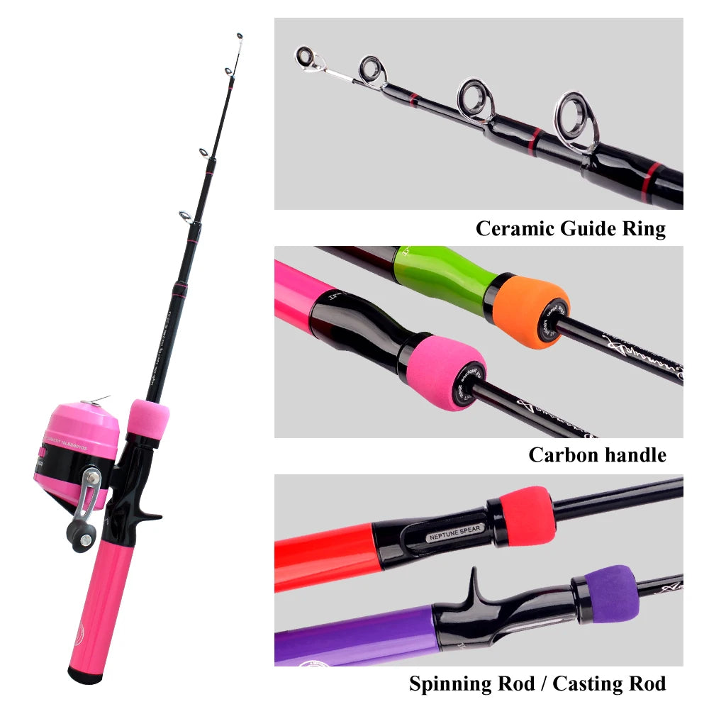 1.2m 1.5m Spinning Rod Carbon Fiber Ultralight Telescopic Casting Rod Kids Travel Mini Pole Fishing Reel Carp Fishing Tools