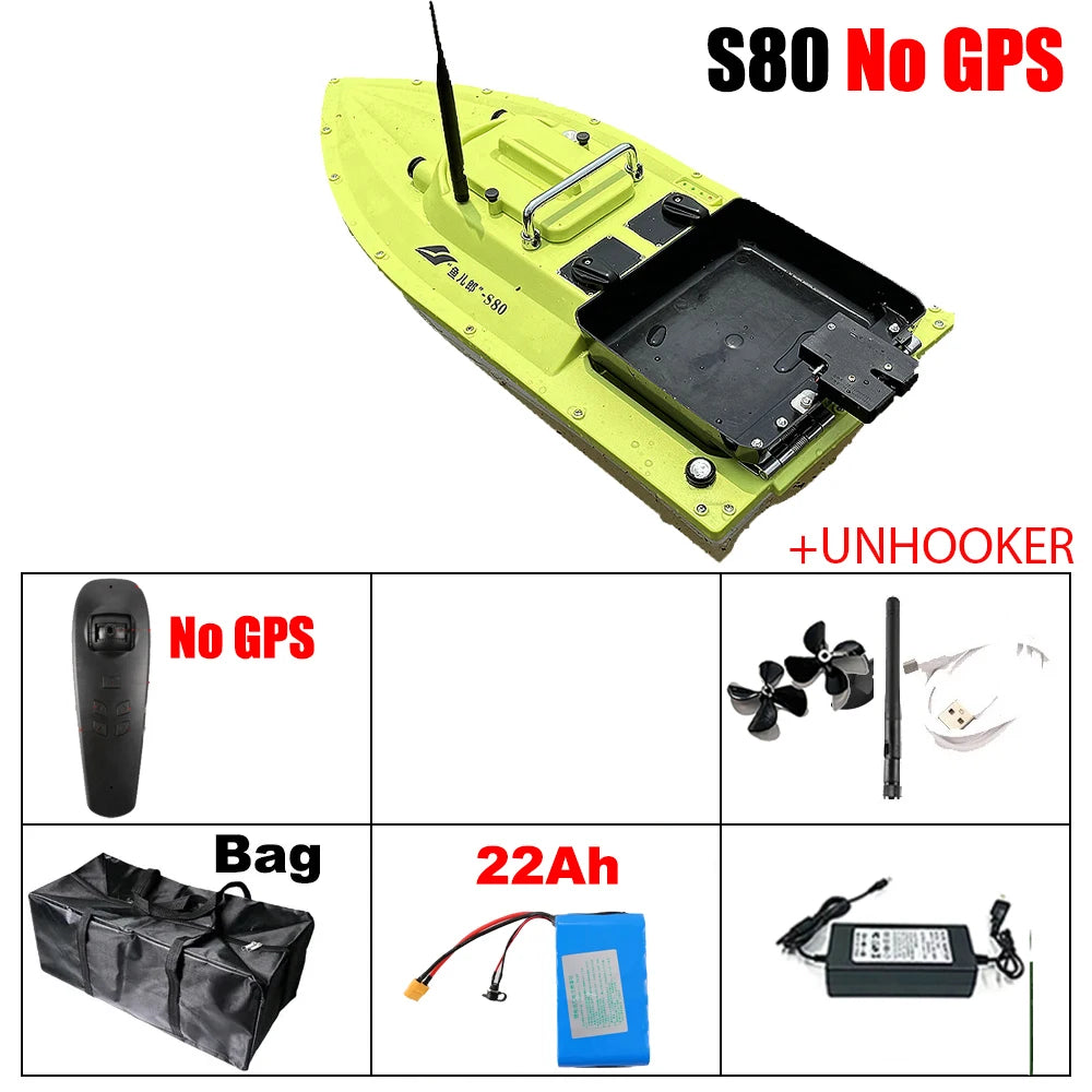 12V GPS Rc Bait Boat 500M Intelligent Cruise Control One Click Return High Speed Night Fishing Pulling Net Towing Hook Carp Boat