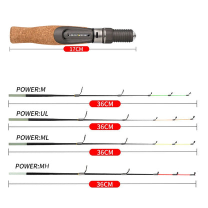 JOHNCOO 50cm Winter Ice Fishing Rods M ML MH UL 2 Sections Ultralight Portable Winter Fishing Rod Spinning Rods