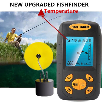 Smart Portable Sonar Fish Finder with Underwater Camera 100m Depth Sounder Alarm Transducer Temperature Display for Fishing