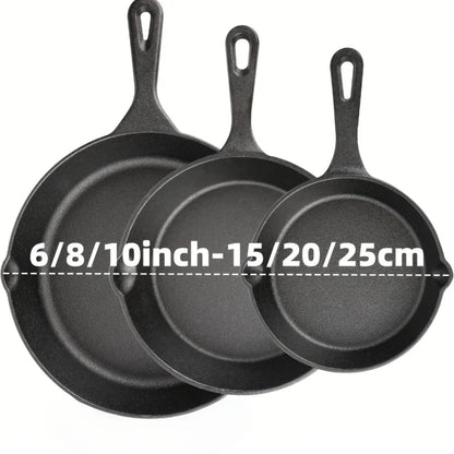 3PCS Pre-Seasoned Cast Iron Skillet Set, Pans for Oven Grill Campfire, Durable Cookware for Home Outdoor Cooking