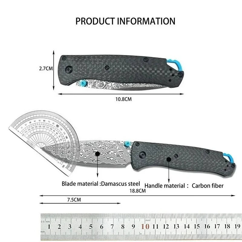 Bugout 535 Outdoor Folding Pocket Knife Damascus Steel Carbon Fiber Handle Hunting Tactical Knife Camping Fishing EDC Tool