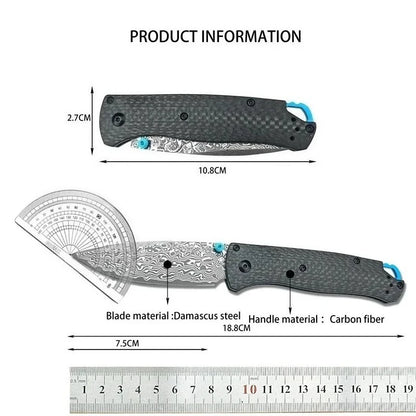Bugout 535 Outdoor Folding Pocket Knife Damascus Steel Carbon Fiber Handle Hunting Tactical Knife Camping Fishing EDC Tool