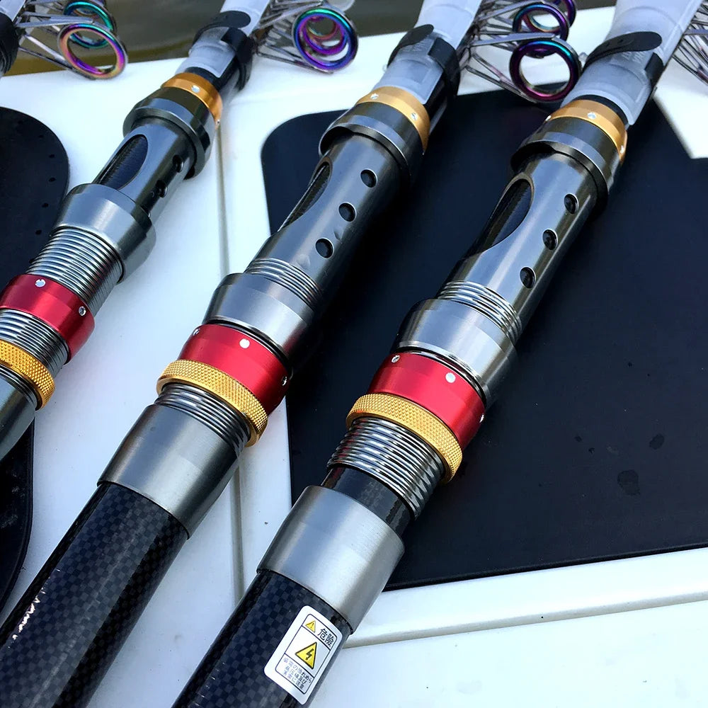 GHOTDA Light Telescopic Fishing Rod Portable Short Spinning Rods Carbon Fiber Super Hard 1.8M 2.1M 2.4M 2.7M 3.0M 3.6M