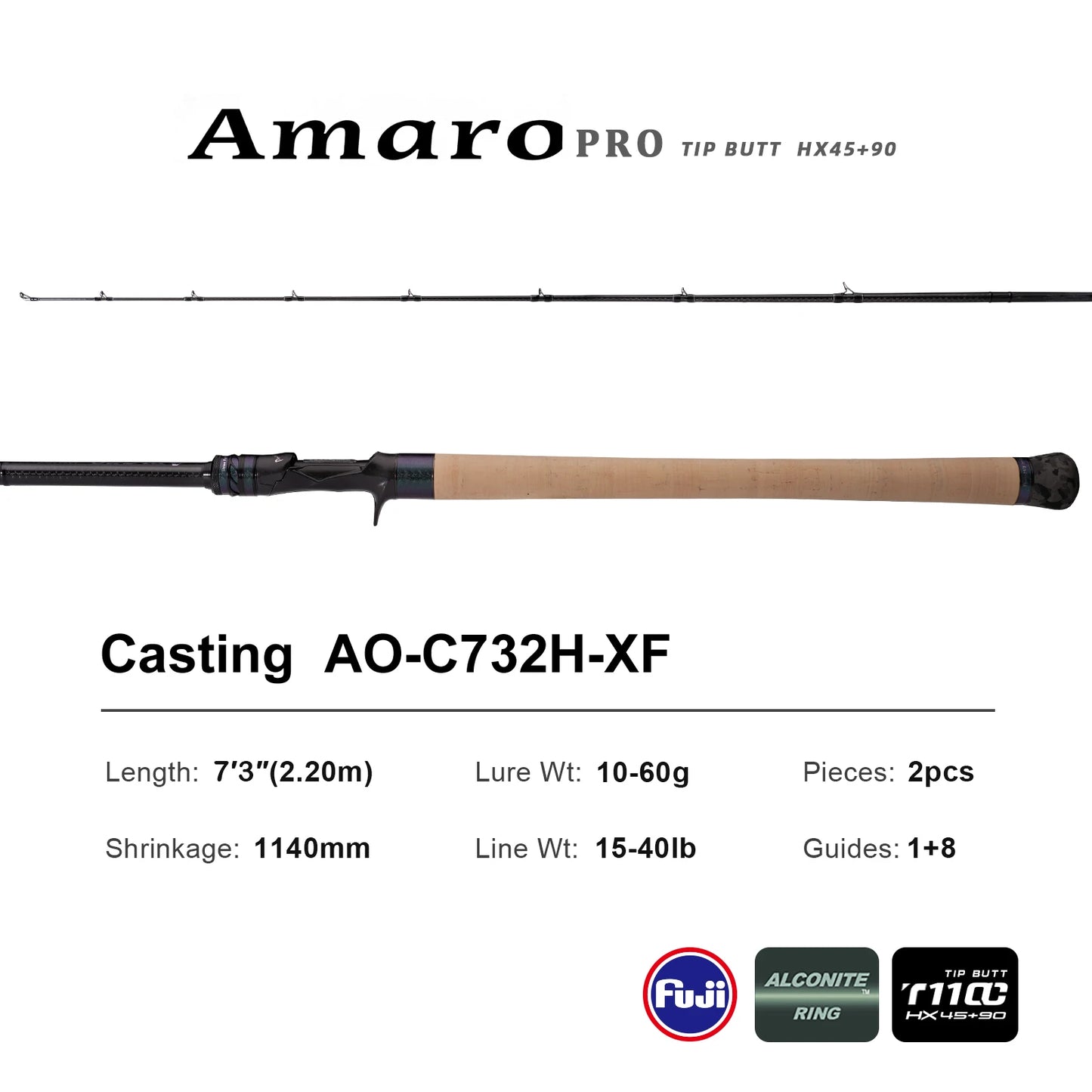 PURELURE Amaro Pro 10-80g 8ft Spinning Rod For Bass High Carbon Long Throwing Fishing Rod In FUJI Accessories Travel Casting