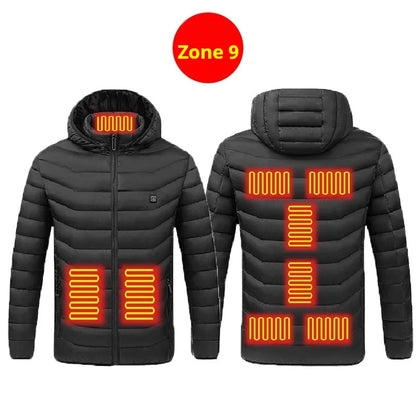 21 Areas Heated Jacket Men Casual Ski Cold-proof Thermal Padded Motorcycle Jacket Women's USB Electric Smart Self-heating Clothe