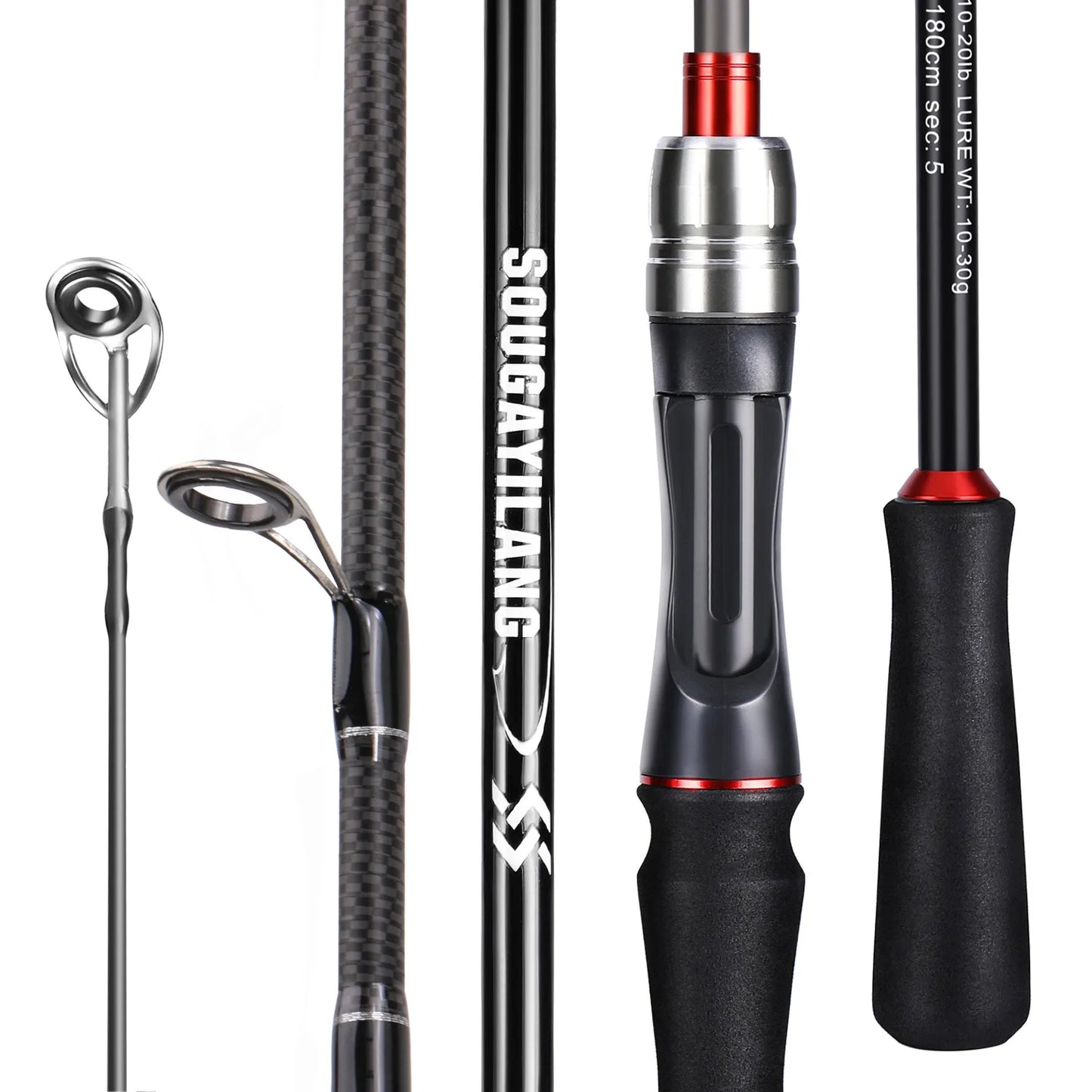 Sougayilang Fishing Rod 1.8/2..1m Spinning/Casting Rod Power M Carbon Rod Pole 5/6 Sections Travel Fishing Pole Fishing Tackle