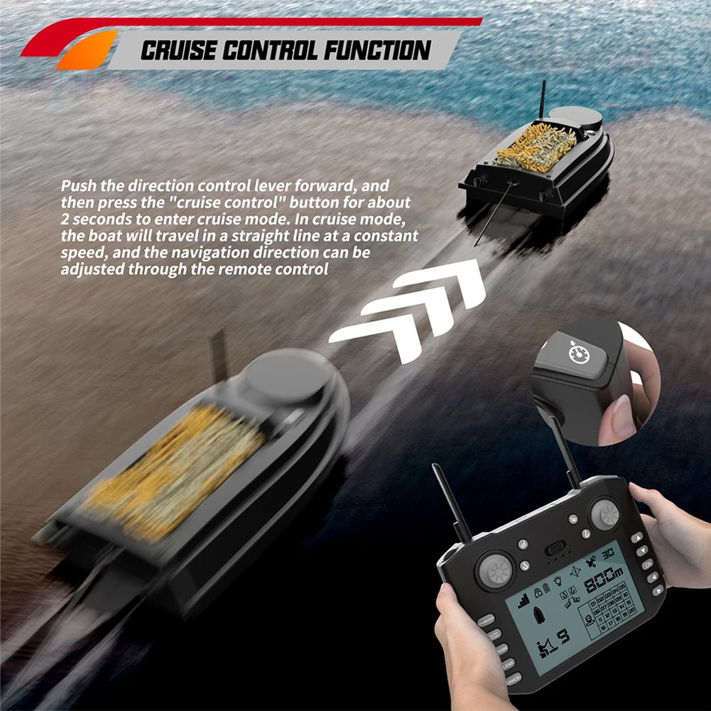 800m GPS Fishing Bait Boat 9 Fishing Grounds 180 Points Bait Boat 6.6lbs Loading Support Automatic Cruise/Route Correction