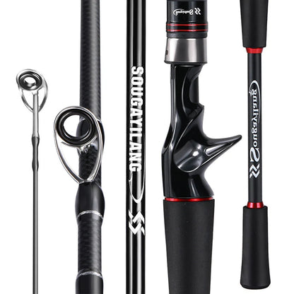 Sougayilang Fishing Rod UltraLight Carbon Fiber 1.8/1.98/2.1m Casting Rod and Pike Spinning Max Drag 8kg for Bass Trout Fishing