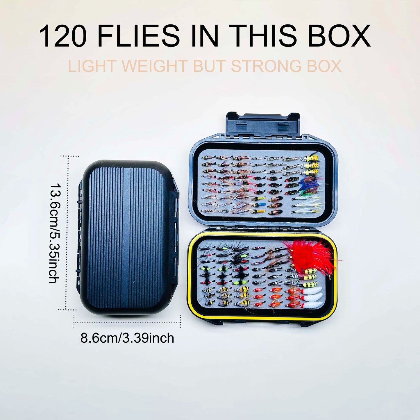 Fly Fishing Flies Kit 120Pcs Fly Fishing Artificial Fly Baits Lures with Dry/Wet Flies Streamers Fly Assortment Trout Bass