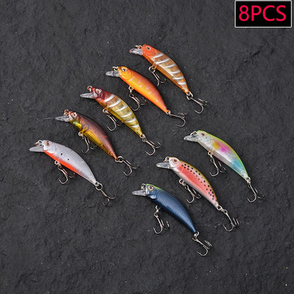 8pcs Mini Crankbaits Fishing Lures Set Sinking Minnow Hard Bait Kit Artificial Wobblers For Pike Bass Carp Swimbait Pesca Tackle