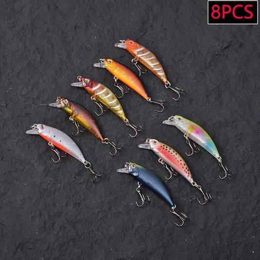 8pcs Mini Crankbaits Fishing Lures Set Sinking Minnow Hard Bait Kit Artificial Wobblers For Pike Bass Carp Swimbait Pesca Tackle