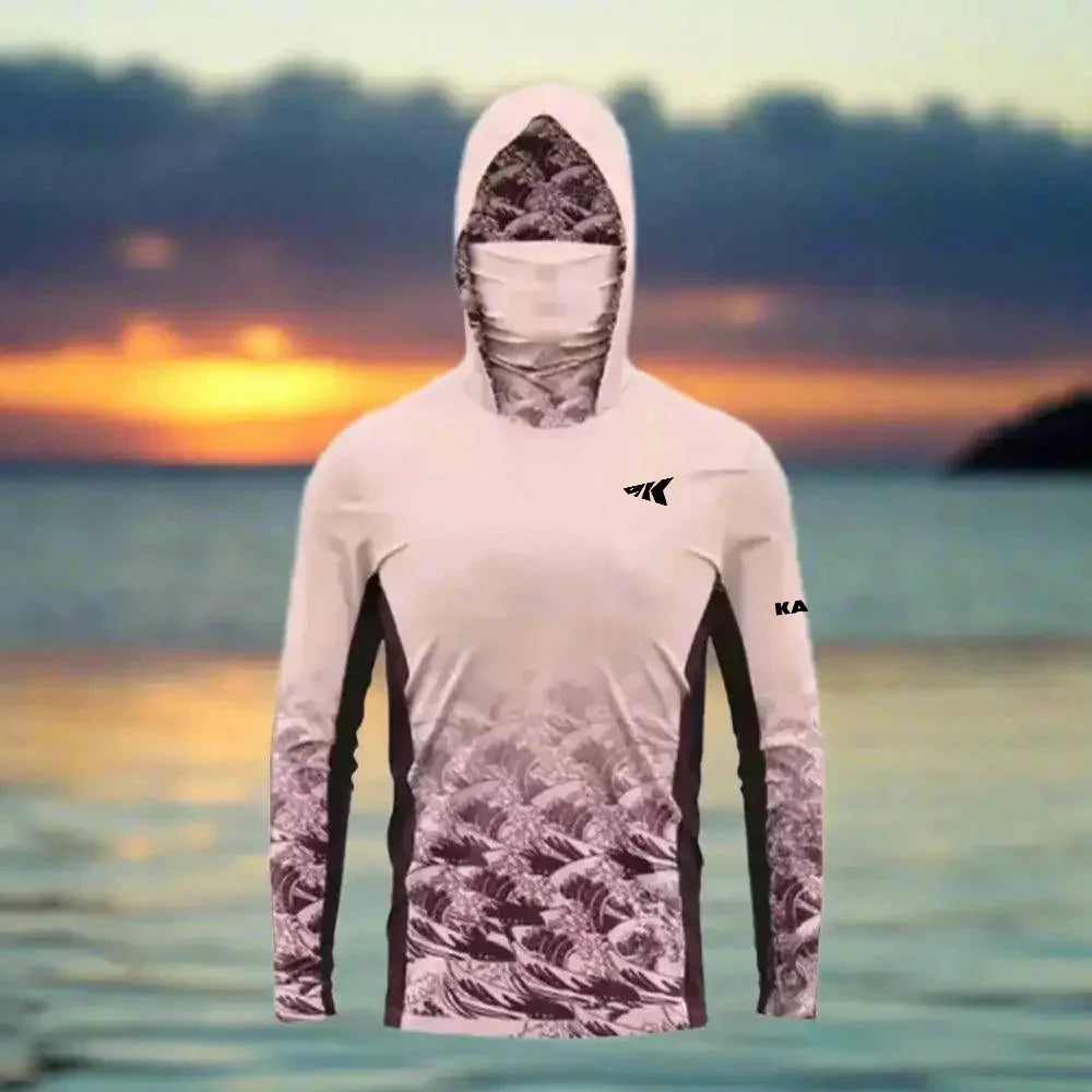 Men's Breathable Quick Dry Fishing Sun Hoodie.2025 UPF50+ Moisture Wicking Outdoor Print Long Sleeve Jersey Top