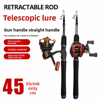 1.65M/1.8M/2.1M Length Spinning Rods Carbon Material Ultralight Weight Casting Fishing Rods Telescopic Design Spinning Type