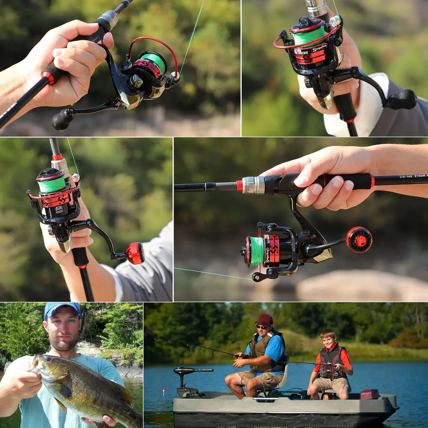 Sougayilang Fishing Rod Reel Line Lure Combo 1.8/2.1m Carbon Fiber Spinning Rod and Spinning Reel for Bass Pike Trout Pesca
