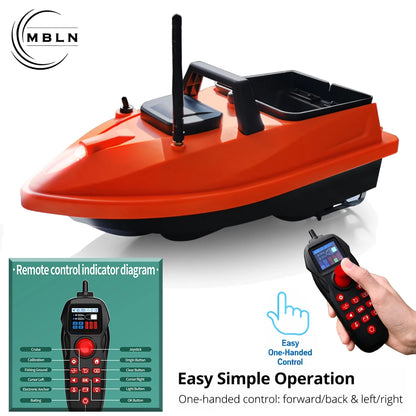 MBLN Mini GPS Bait Boat – 24 Waypoints, Beidou/GPS Navigation, Auto Return, Cruise Control, Quiet Dual Motor, Water Temp Sensor