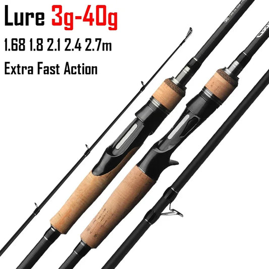 High Density Carbon Fiber Lure Carp Trout Fly Fishing Rod 3 Sections Spinning Casting Rod Medium Hardness Ultra Fast Action