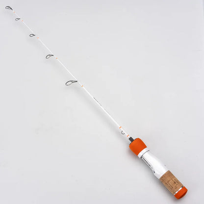 DEUKIO 64cm Carbon Fiber Ice Fishing Rods 2 Sections Ultralight Portable Winter Fishing Rod Wooden EVA Handle Spinning Rods