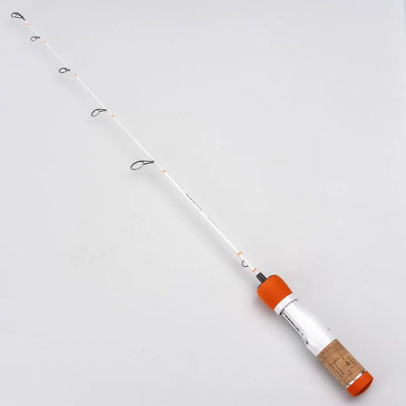 DEUKIO 64cm Carbon Fiber Ice Fishing Rods 2 Sections Ultralight Portable Winter Fishing Rod Wooden EVA Handle Spinning Rods