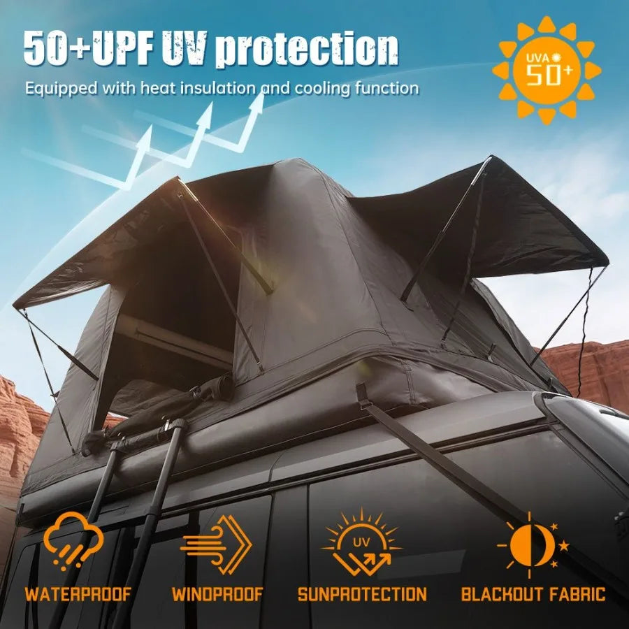 Offroad Foldable 2-3 People Amphibious Inflatable Car Roof Top Tent for camping Outdoor Glamping on SUV, Truck, Universal Auto;