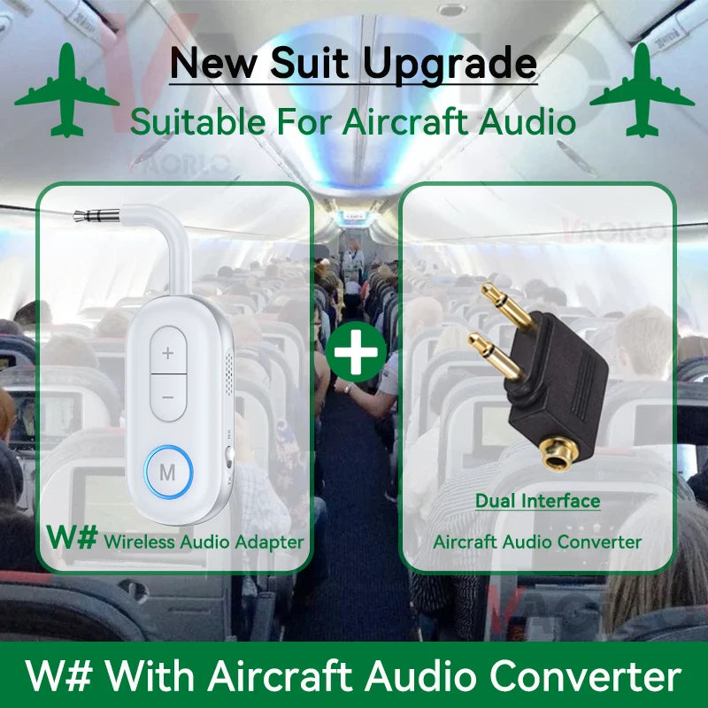 2 In 1 Bluetooth 5.3 Audio Receiver Transmitter Hifi Stereo Wireless Adapter 3.5MM AUX With Mic For Car Airplane TV PC Speaker