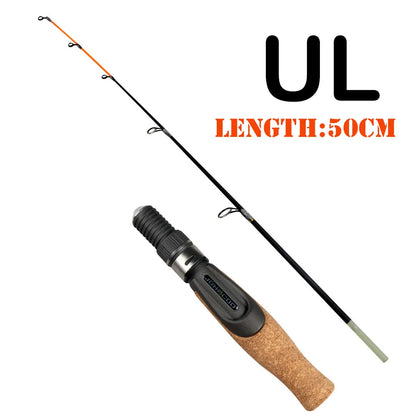 JOHNCOO 50cm Winter Ice Fishing Rods M ML MH UL 2 Sections Ultralight Portable Winter Fishing Rod Spinning Rods