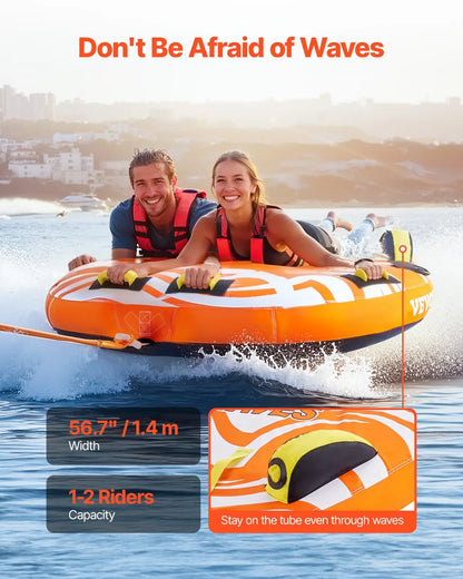 Towable Tubes For Boating, 1-2 Riders Inflatable Towable Tube For Boat To Pull, 340lbs Capacity Boat Tubes And Towables For