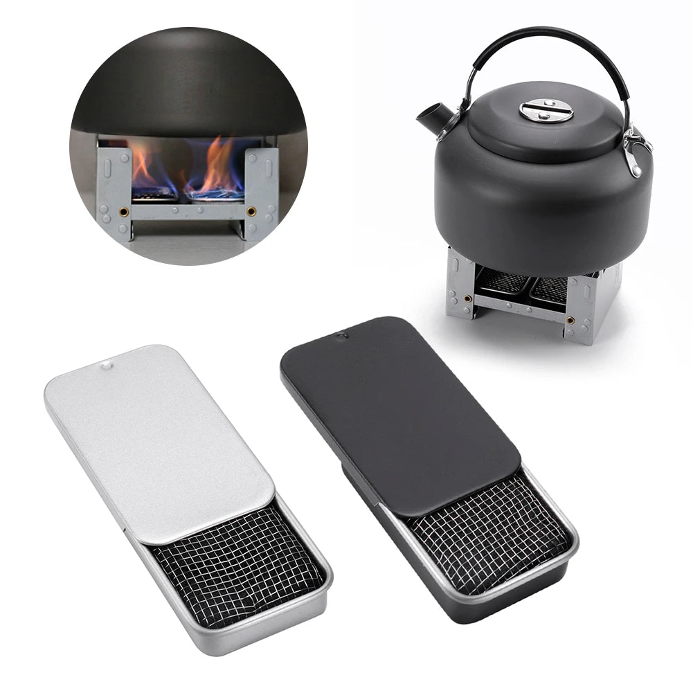 Stainless Steel Cooking Alcohol Stove Lightweight Mini Camping Cooking Stove Push-pull Box for Travel Picnic BBQ for Backpacking