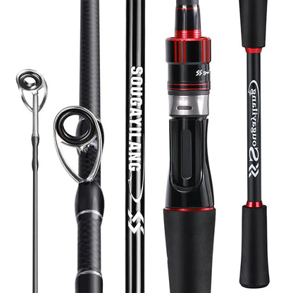 Sougayilang Fishing Rod UltraLight Carbon Fiber 1.8/1.98/2.1m Casting Rod and Pike Spinning Max Drag 8kg for Bass Trout Fishing