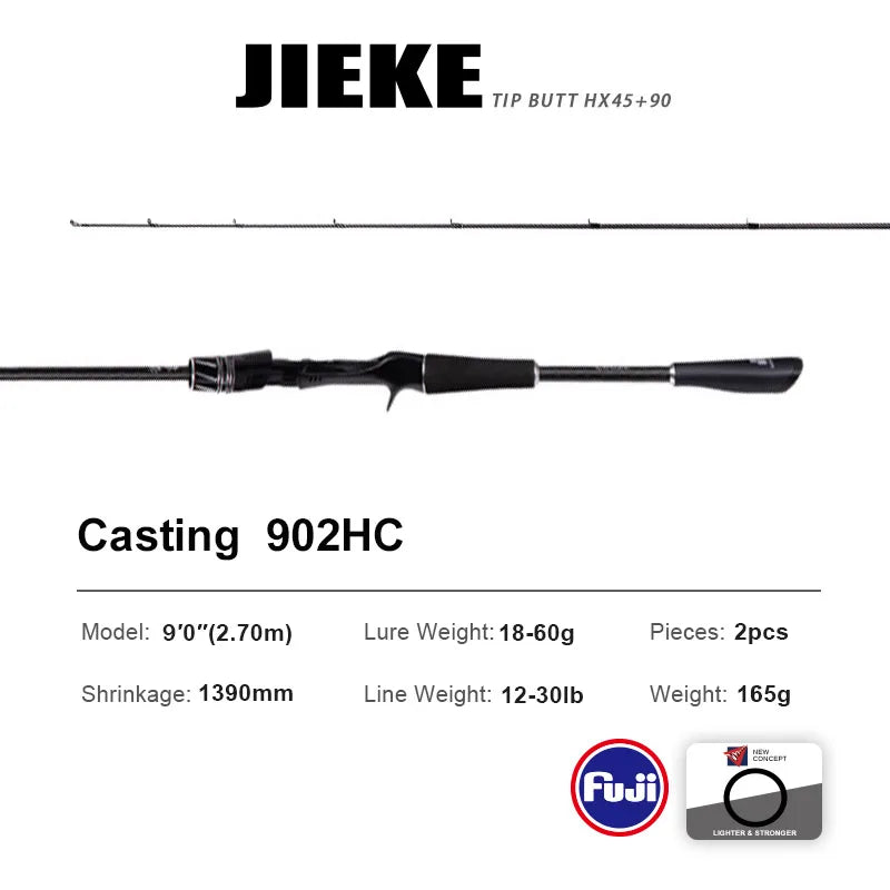 PURELURE JIEKE 9FT Spinning Casting Rod High Carbon Universal Long Throwing Fishing Rod in FUJI Accessories Fast