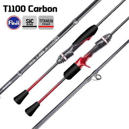 T1100 Carbon Fiber Lure Fishing Rod with FUJI Guide Rings Titanium Bracket,UL Spinning Casting Rod for Carp Trout Bass Fishing