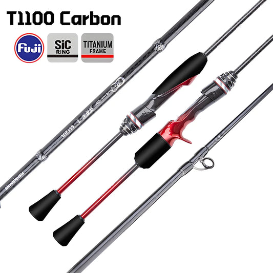 T1100 Carbon Fiber Lure Fishing Rod with FUJI Guide Rings Titanium Bracket,UL Spinning Casting Rod for Carp Trout Bass Fishing