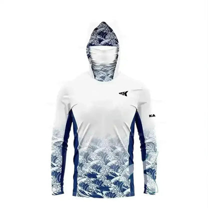 Men's Breathable Quick Dry Fishing Sun Hoodie.2025 UPF50+ Moisture Wicking Outdoor Print Long Sleeve Jersey Top