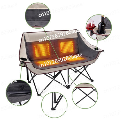Arrival Oversized Heated Camping Chair Portable Deluxe Heated Loveseat Beach Chairs Heated Double Camping Chair
