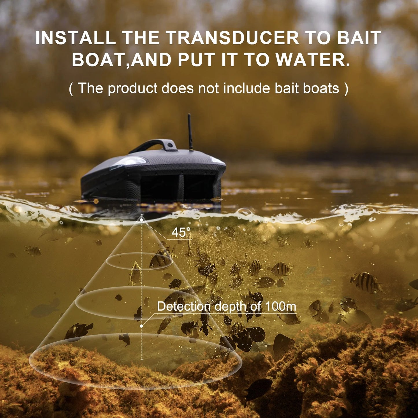 LUCKY FF918 Bait Boat Fish Finder 3.5" LCD perating range 300m Depth Range 100M Wireless