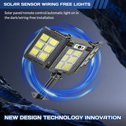 LED Solar Sensor Street Lights Waterproof 3 Light Modes Outdoor Wall Lamp for Garden Yard Balcony Camping Decor