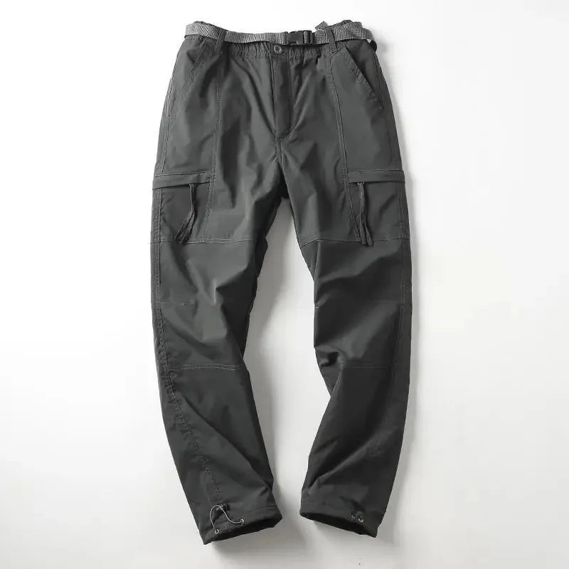 Outdoor Hiking Pants Men's Thickened Fleece Windproof Waterproof Soft Shell Straight Leg Workwear Trousers Cold Resistant Warm