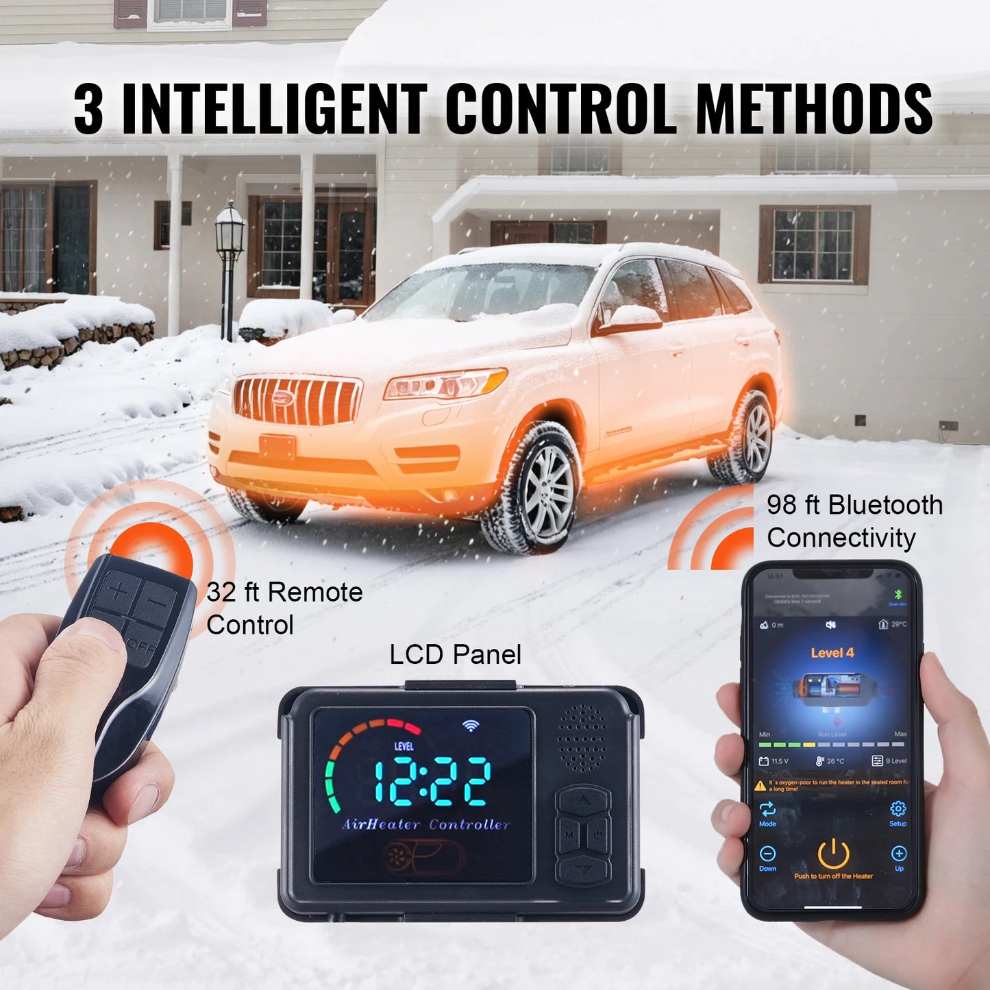SucceBuy 8KW Diesel Air Heater Bluetooth All-on-one Diesel Heater with LCD Portable Parking Heater for Trailer Camper Van Boat
