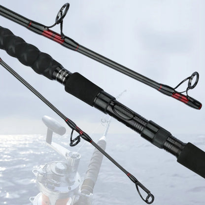 1.8m 2.1m 2.4m Quality Boat Saltwater 40T Carbon Fishing Rod 30-50Lb 3 Pce Surf Spinning Rod  Lure 80-250g Travel Pole Free Bag
